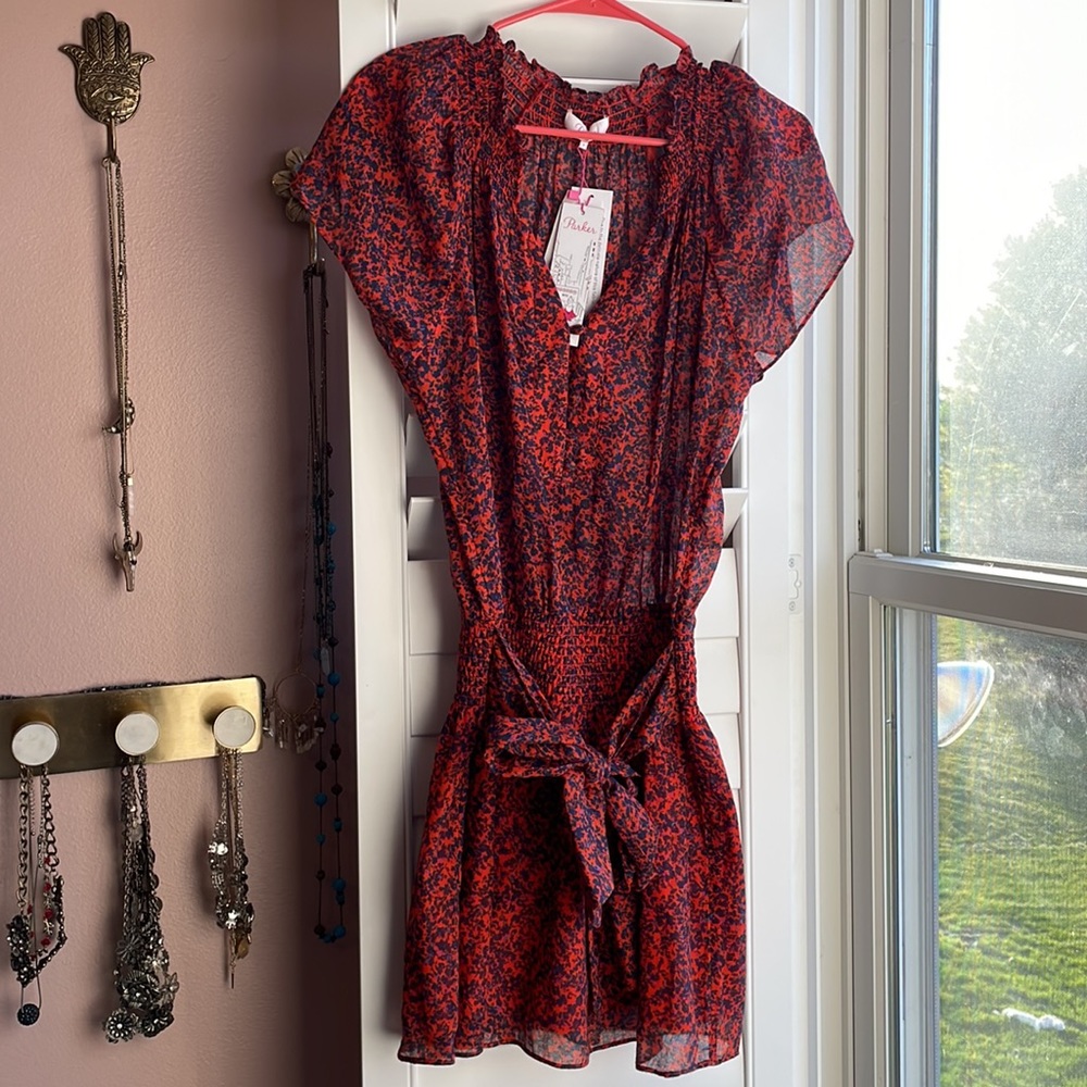 PARKER; Frisco Smocked Floral Print Dress In Firefly
